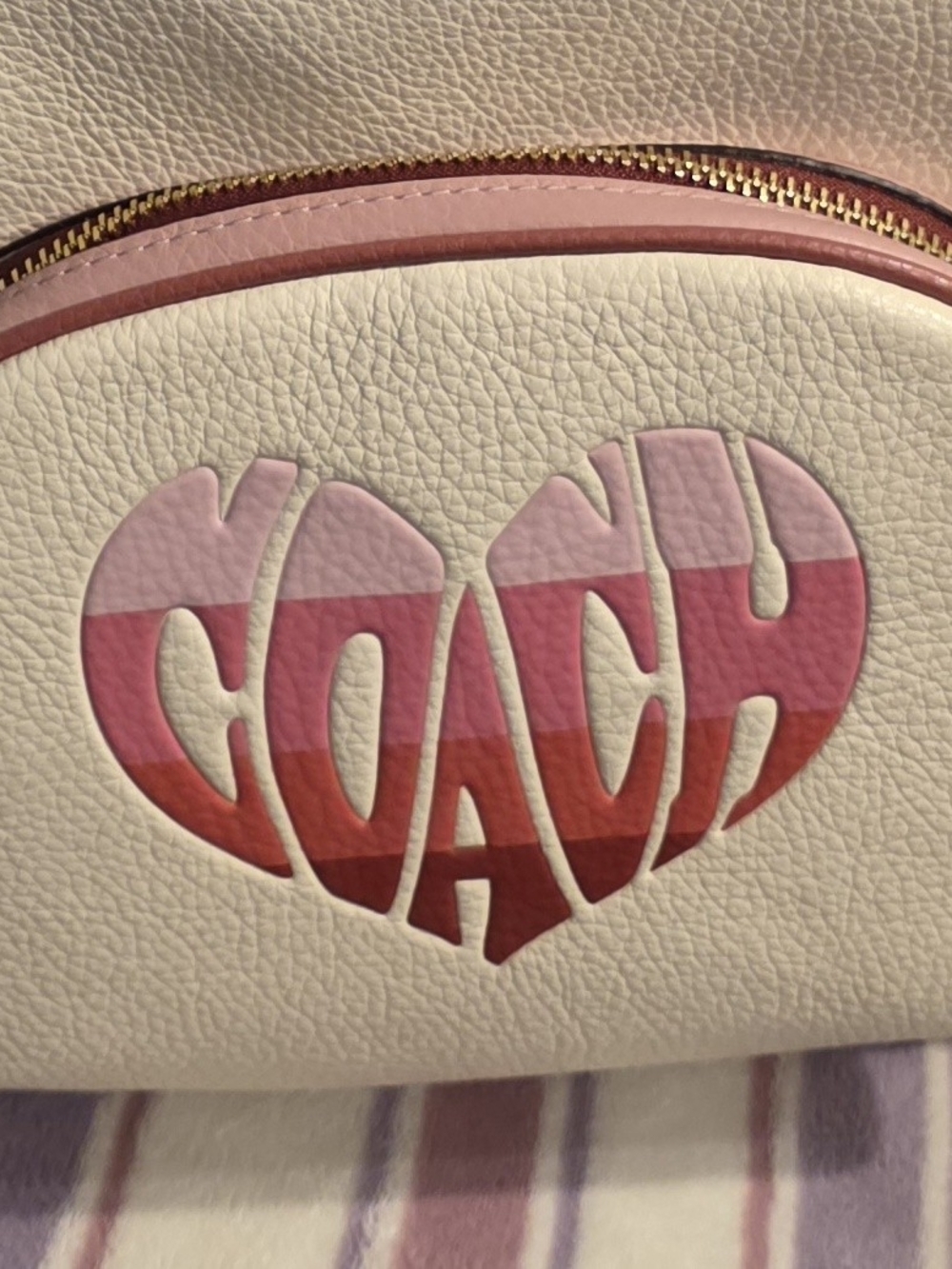 NWT - COACH Pink & White Heart Logo Leather Mini Backpack - Picture 9 of 9